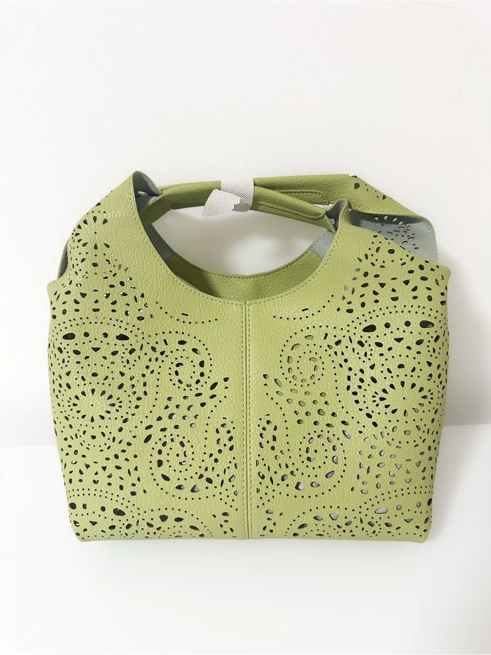 Anthropologie Melie Bianco Perforated Hand Bag in Green NWT